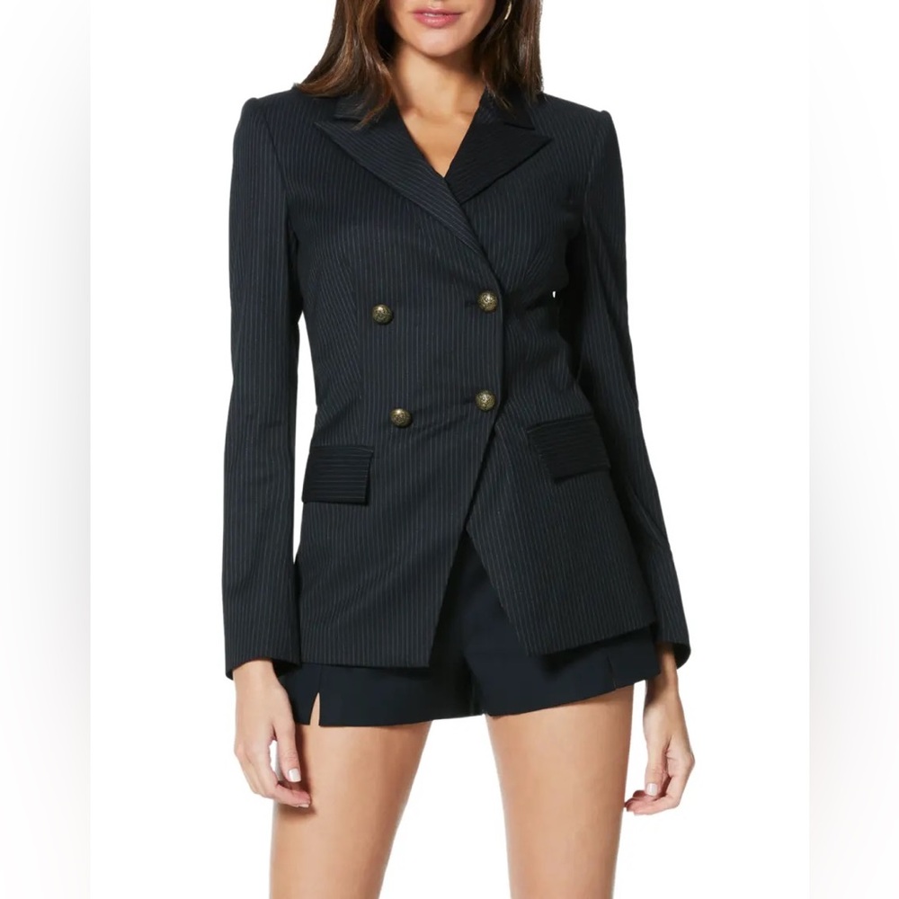 NWOT Ramy Brook Lennie Pinstripe Double-Breasted Jacket